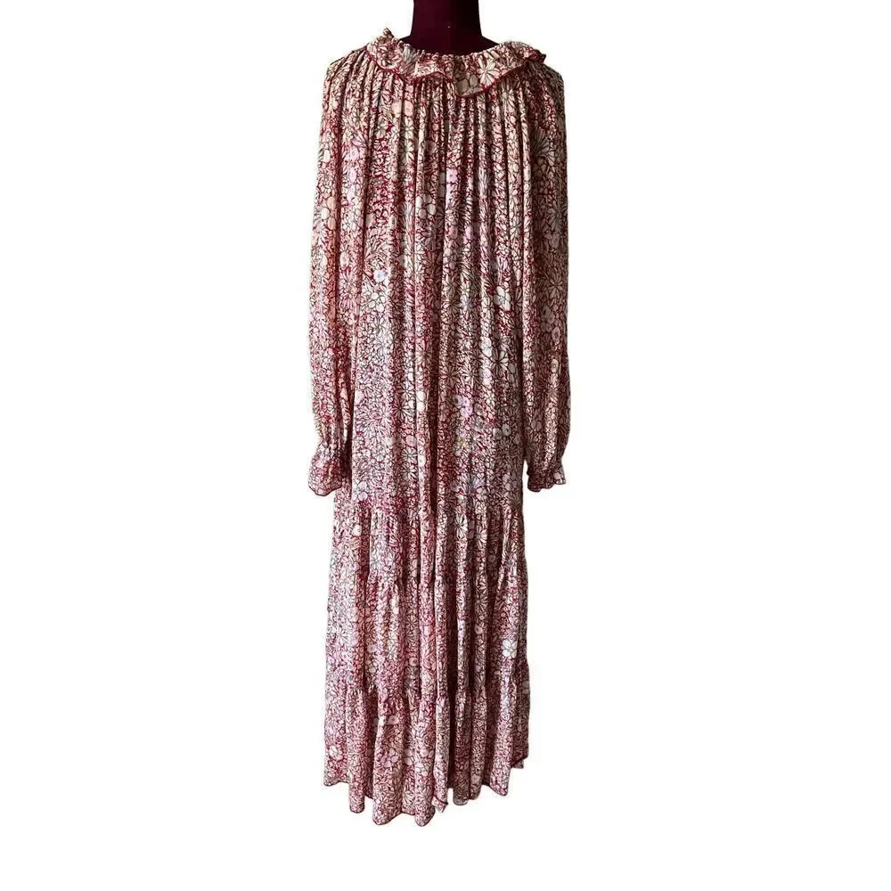 Free People Feeling Groovy maxi‎ dress in floral print size S Red